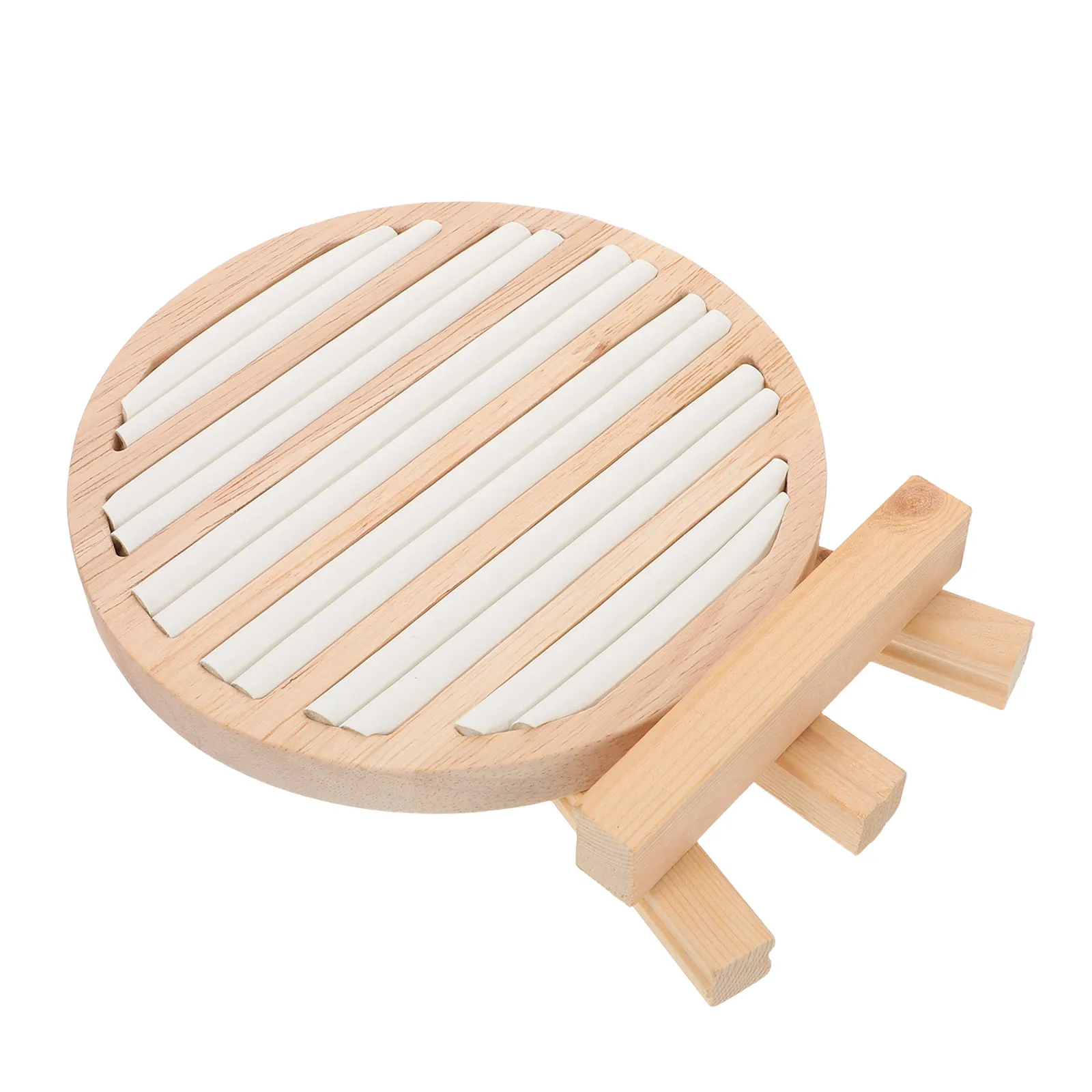 1Set Wood Jewelry Display Tray Ring Holder Organizer Small Round Tray for Rings Earrings Home Retail Ring Holder