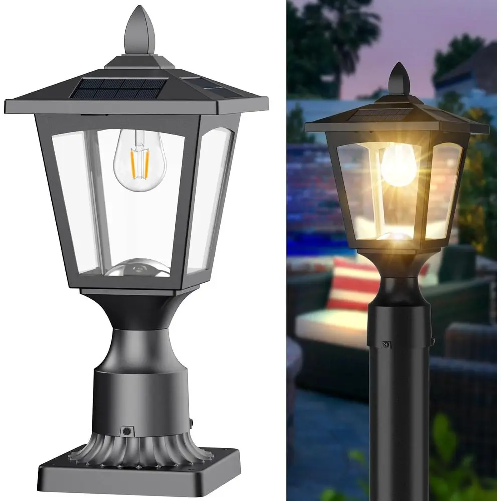 

r Lamp Post Lights Outdoor, 3000K Dusk to Waterproo Post Lights with Pier Mount Base, Decorative r Lamp or Garden, Yard, Landse,