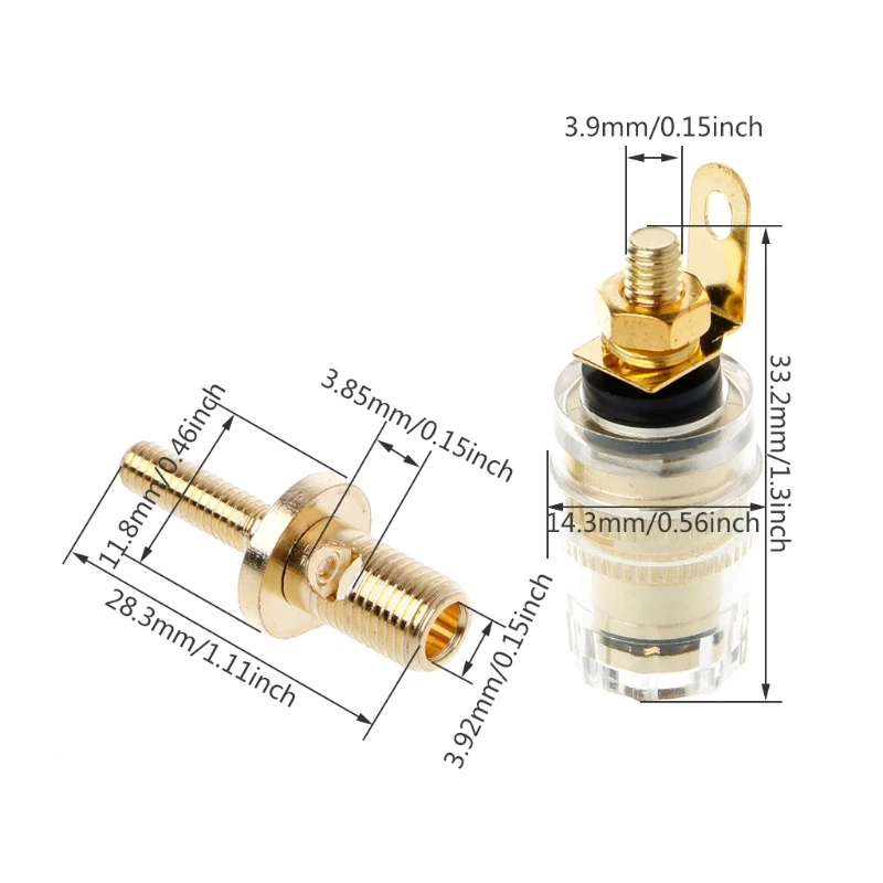 2Pcs Insulated Safety 4mm Banana Female Panel Mount Socket Binding Post Connector