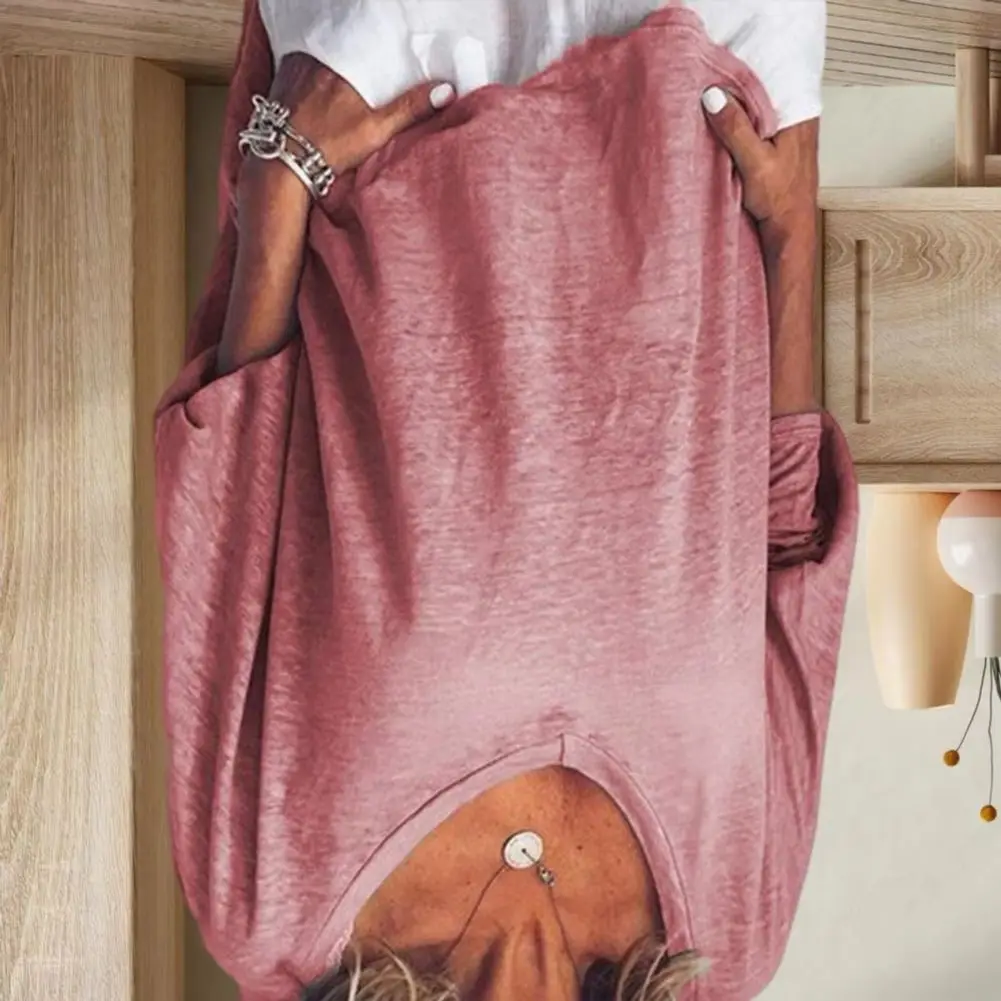 

Versatile Tops Women T-shirt V-Neck 3/4 Batwing Sleeve Pullover Tops Solid Color Loose Fit Thin Tees Breathable Lightweight Tees