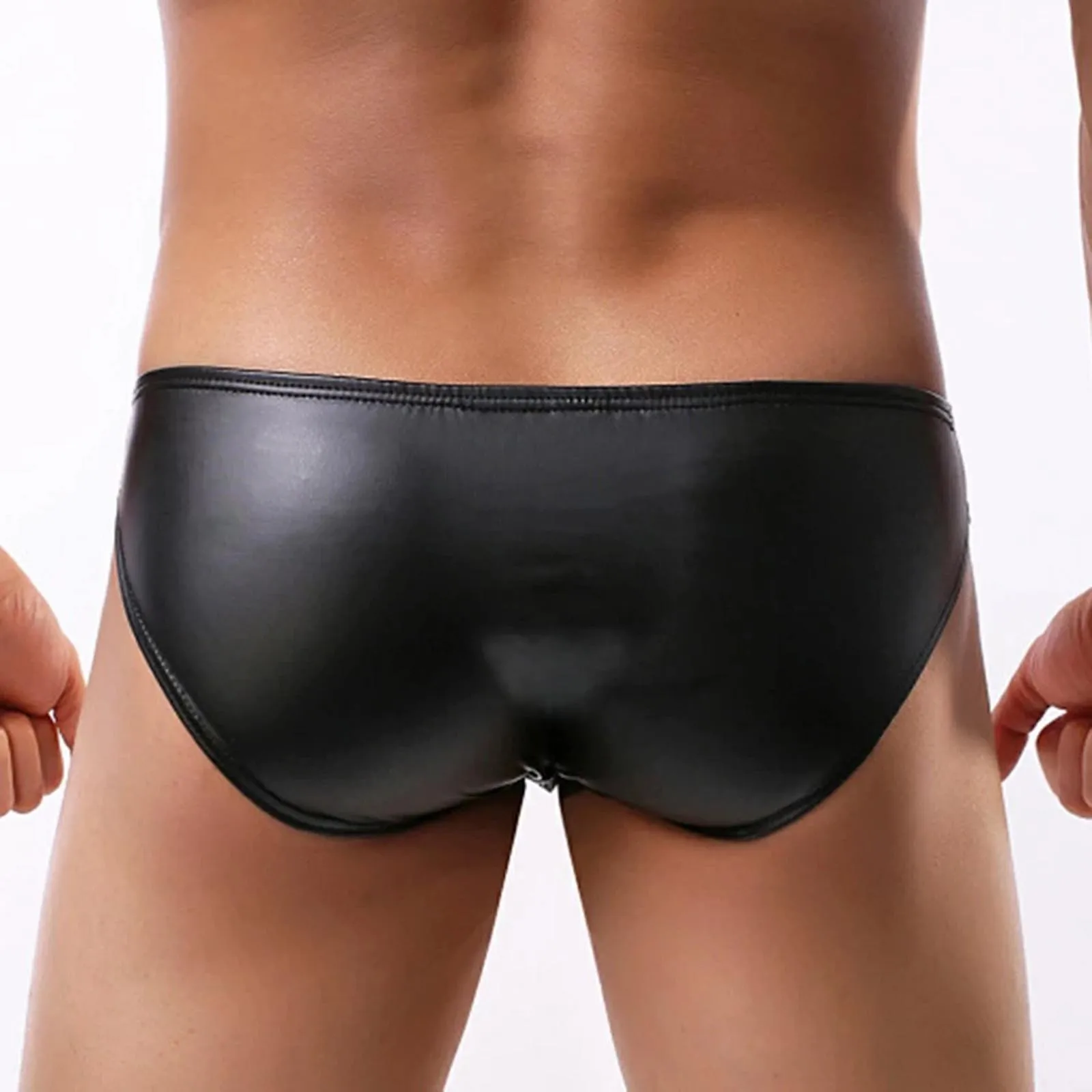 Cuecas de couro sexy masculinas, bolsa de pênis, elástica, confortável, sem costura, cuecas de biquíni sólidas, lingerie, roupas íntimas, homens