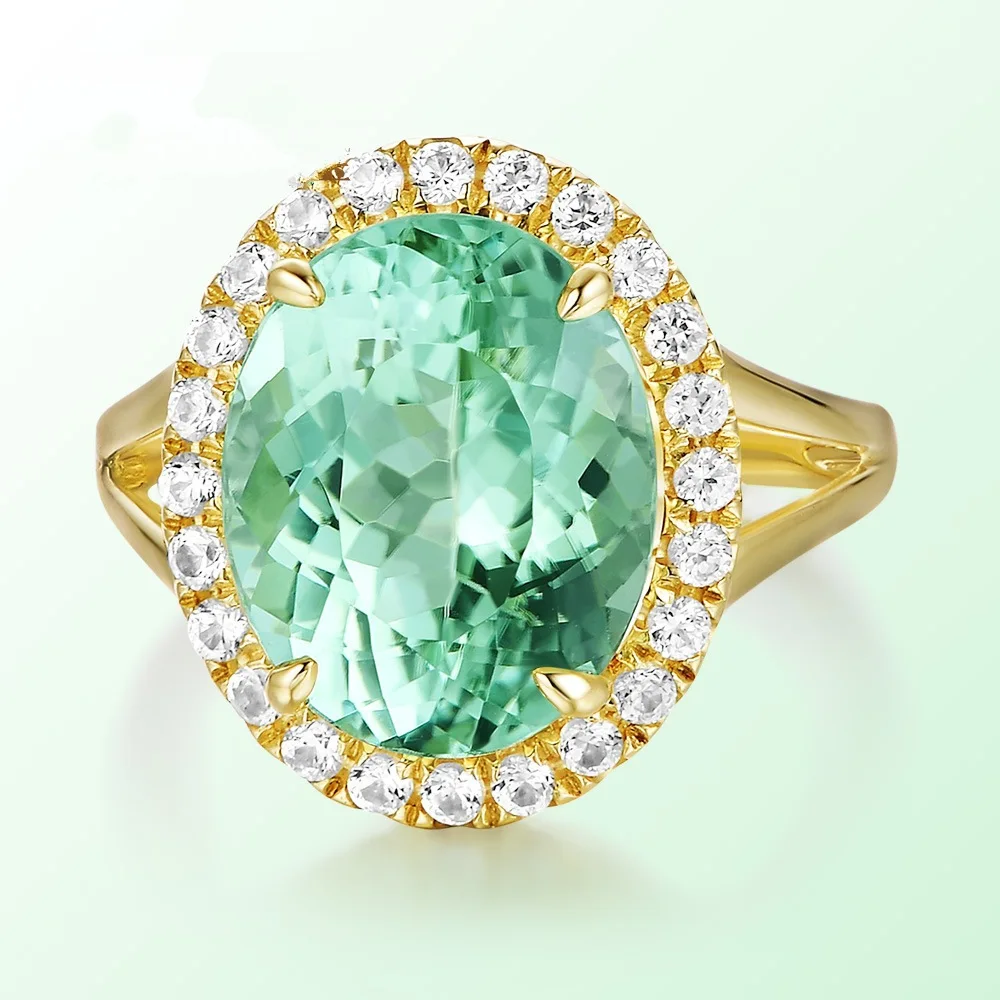 Best-selling new European and American fashion diamond ring in apple green color, full-cut micro-set ring for women