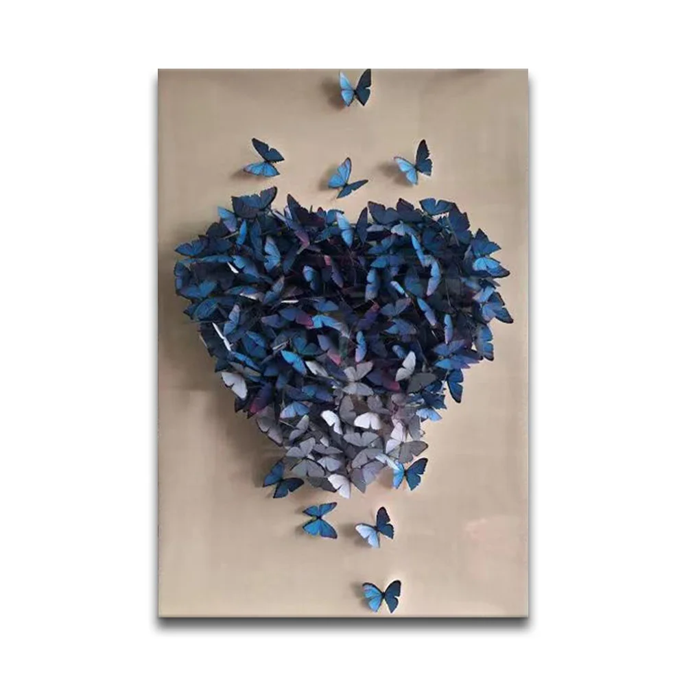 

Art Factory Klein Blue Heartshape 3D Butterflies Paper Wall Decor For Hotel