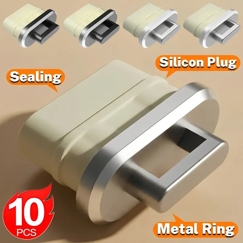 

1/5/10PCS Metal Type C Dustplugs Dustproof Protective Caps Cellphone Charging Port Protectors Dust Plug for iPhone 17 16 Samsung