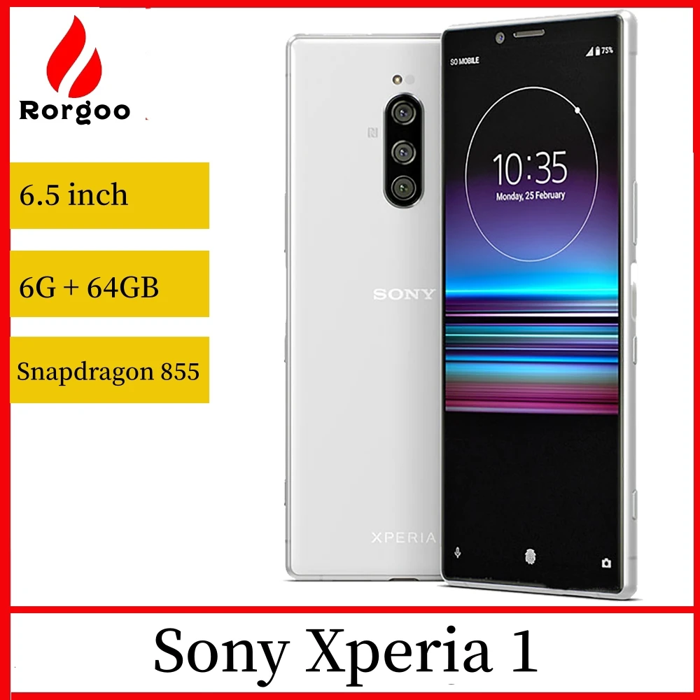 Sony Xperia 1 J8110 J9110 64 ГБ ПЗУ 6 ГБ ОЗУ XZ4 Snapdragon 855 6,5 