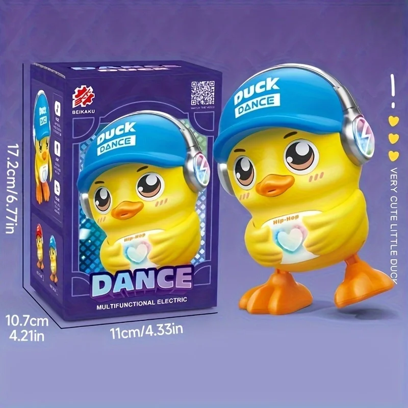 Elektrisch dansend eendspeelgoed, muzikaal speelgoed met verlichting, kinderfeestartikelen, kamerdecoratie, schattig geel eendspeelgoed met hoed