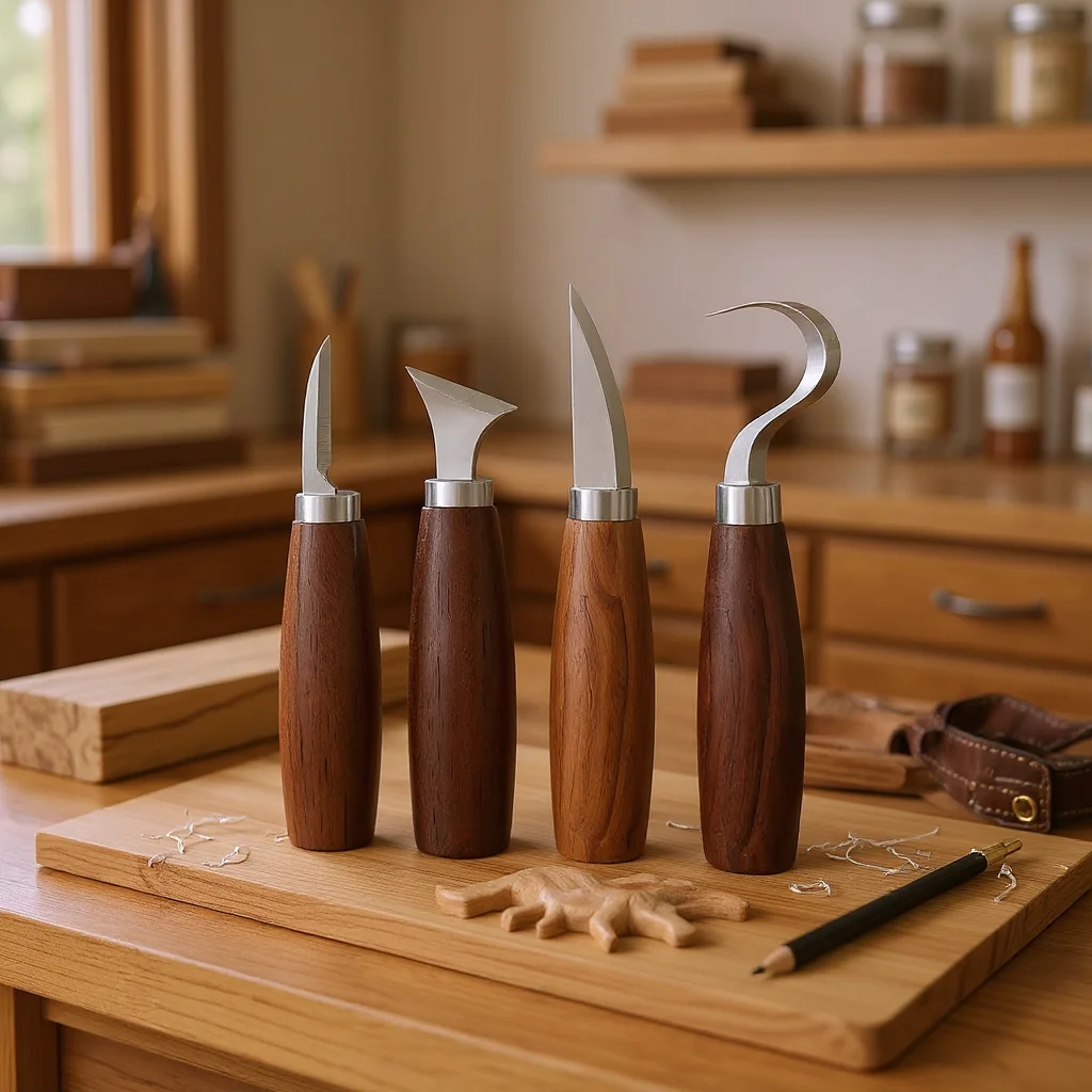 

7-компонентные ножи с гравировкой из ореховой ручкой, режущие ножи для деревообработки своими руками, изысканные и прочные профессиональные инструменты для резьбы