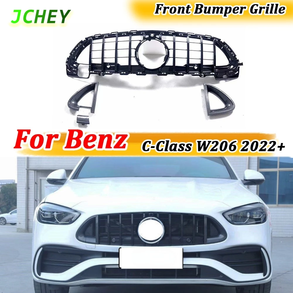 

ABS Front Bumper Racing Grille Trim Cover for Mercedes BenZ C-Class W206 2022+ GT FRP Car Accessories Body Kits