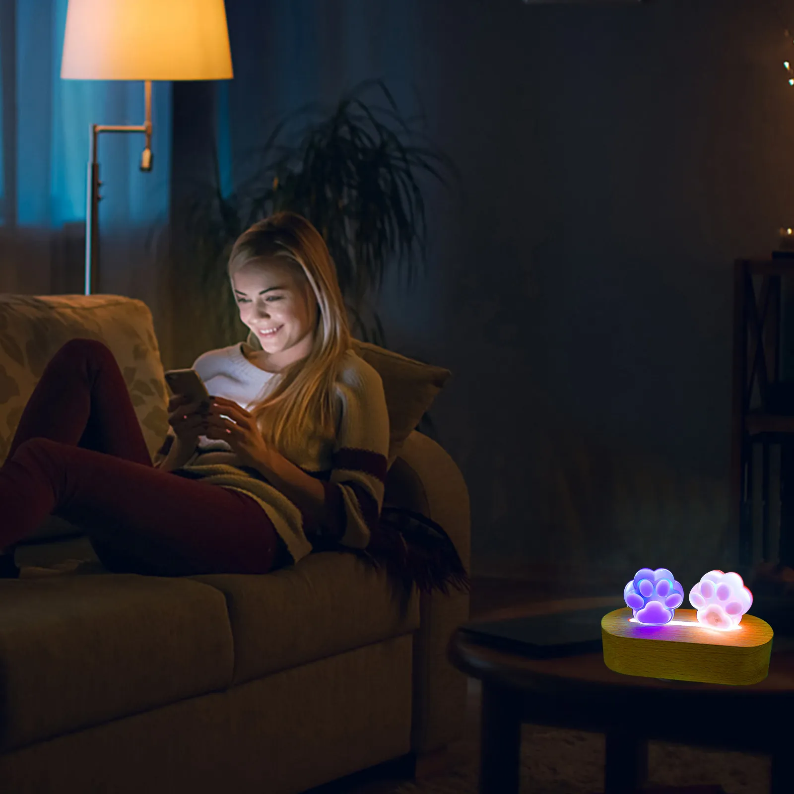 LED Light Base Wooden Night Light Base Crystal Ball Holder Compact Square Shape Crystal Display Decor LED Lamp