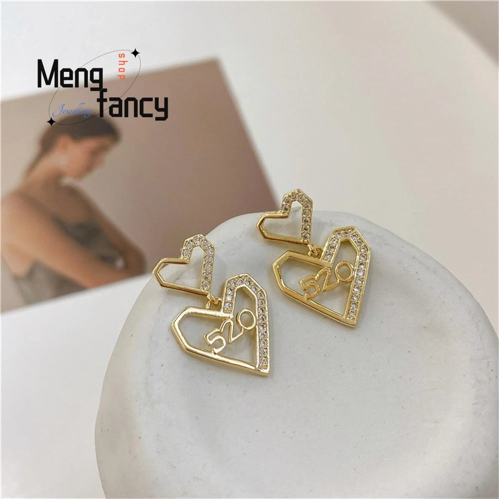 S925 Silver New Versatile Heart Earrings Retro Simple Exquisite Sexy Young Girls Personalized Fashion Fine Jewelry Holiday Gifts