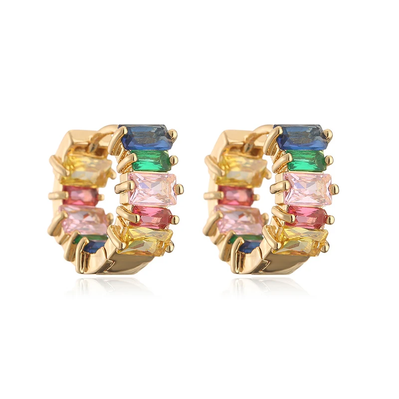 GANPUP Exquisite glänzende bunte Zirkonia-Creolen für Damen, modischer neuer Ohrschmuck, Geschenk für Party. – Detail 7
