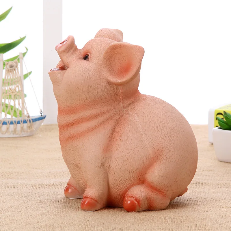 Desktop Resin Piggy Bank Children Cute Pig Piggy Bank Coin Saving Box Jar Coins Organizer Storage Box