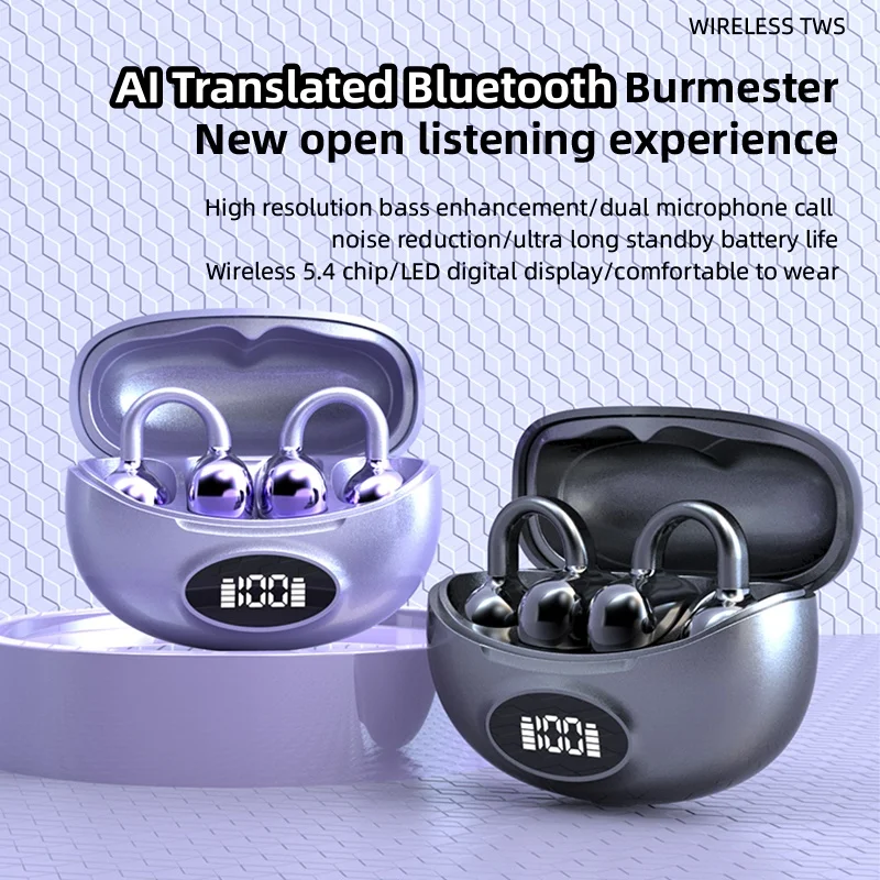 AI Tradutor Bluetooth 5.4 Fones de ouvido W19 Fones de ouvido AI Tradutor Fones de ouvido sem fio Esportes Gaming Earplug