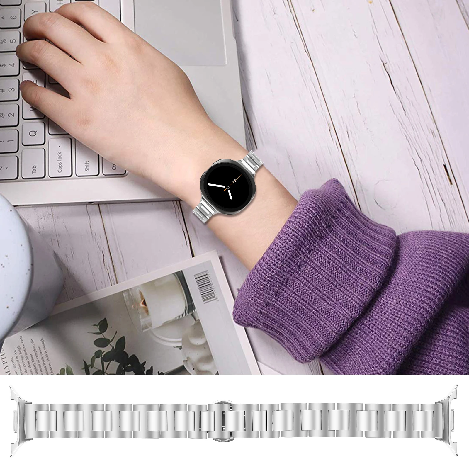 Для Samsung Galaxy Watch 8 40 мм 44 мм ремешок для часов из нержавеющей стали с круглой пряжкой браслет Correa для часов 8 классический ремешок 46 мм