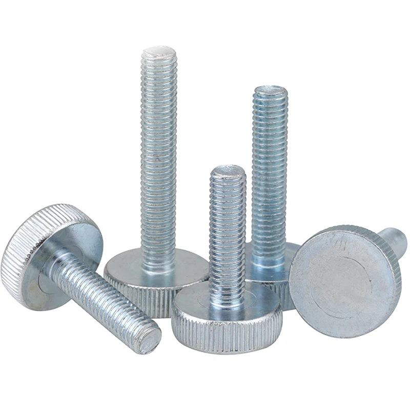 1Pcs M3 M4 M5 M6 M8 M10 Flat Head Knurled Thumb Screw Galvanization With Collar Manual Adjustment Screws Grade 4.8 Bolts image 4