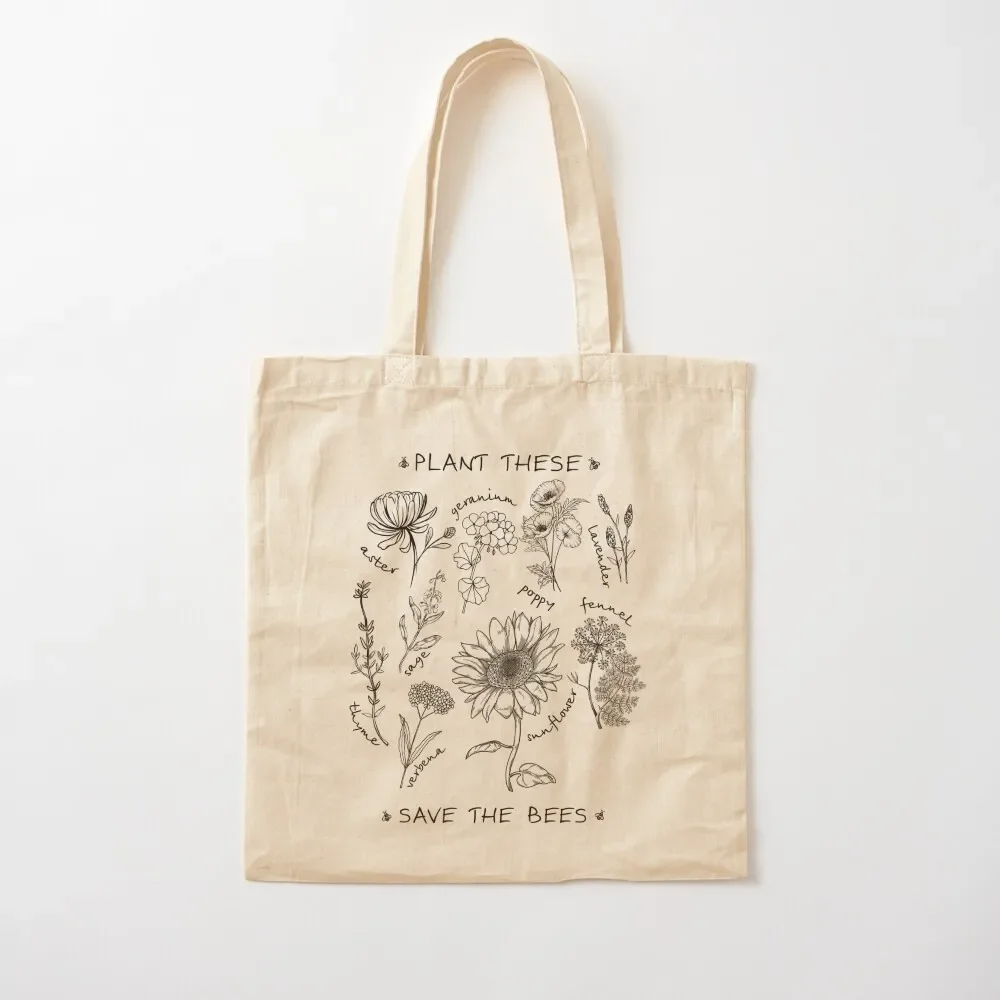 

Plant These Save The Bees Tote Bag tote bags aesthetic Lady bags sacs de shopping tote bag canvas Bag