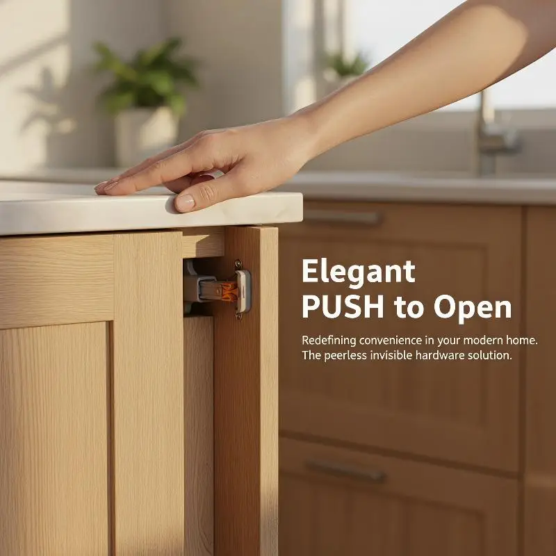 Heavy Duty Push Open Self Locking Latch Strong Grip Easy Install for Pantry Food Storage Cabinet Drawer Hardware
