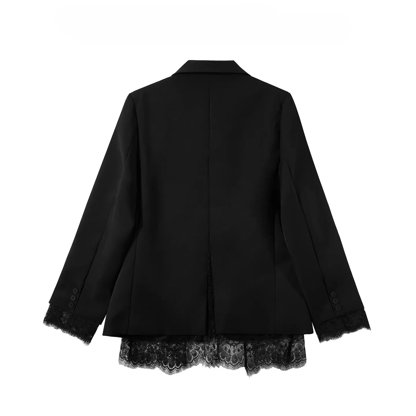 Elegant Lace Blazer Coat Women Fashion Office Lady Full Sleeve Single Breasted Jackets 2026 New Spring Black Casual Slim Coats