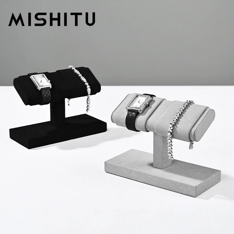 MISHITU T-bar Watch Rack Jewelry Watch Display Stand Microfiber Watch Jewelry Display Prop Watch Storage Jewelry Organizer Rack