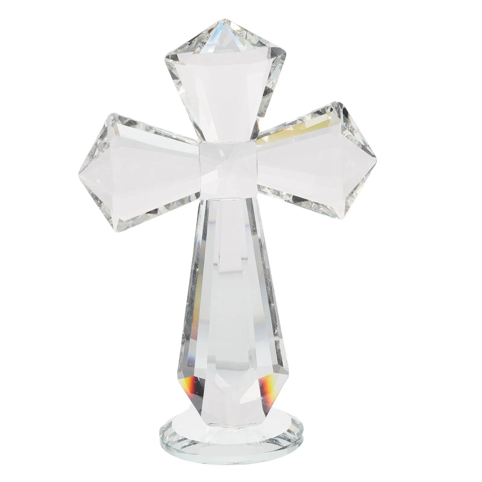 

Crystal Cross Standing Prayer Statue Religious Decoration for Home Office Table Easter Communion Blessing Cross Statue