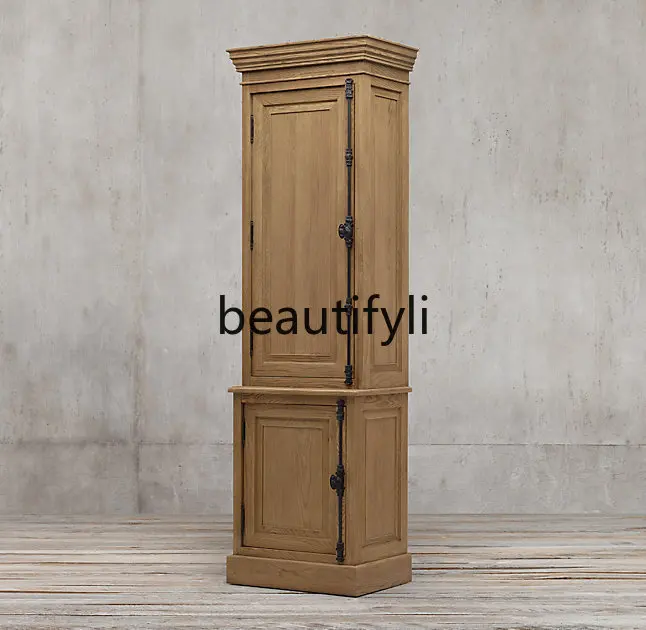 American Retro White Bookshelf French Living Room Storage Bookshelf Sideboard Wine Cabinet