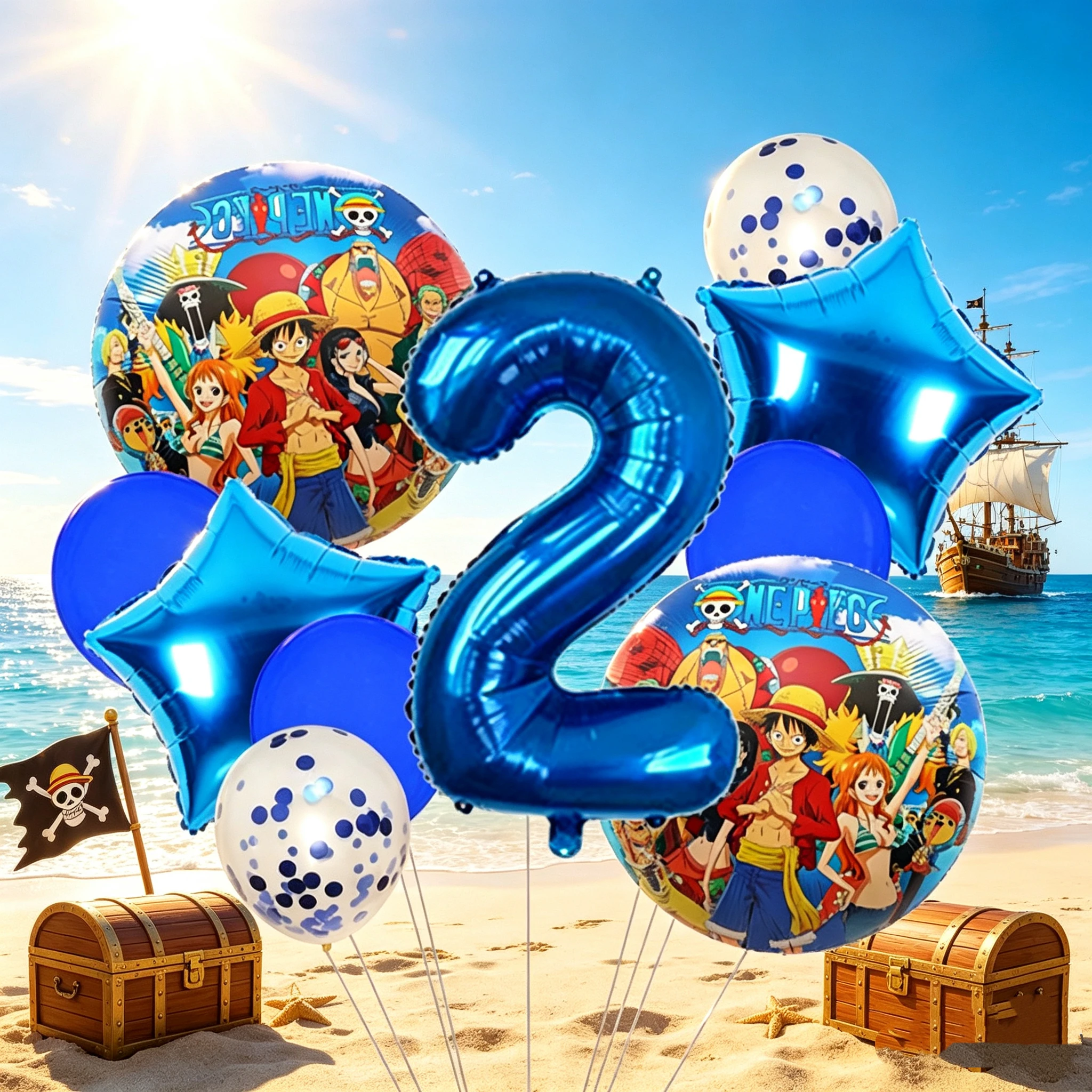 One Piece D.Luffy Folienballon-Set Spielzeug Anime Happy Birthday Party Dekoration Überraschung für Kinder