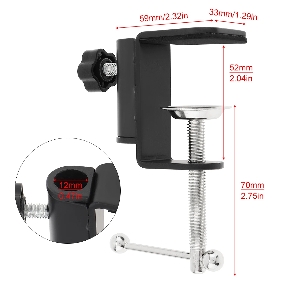 Morsetto per staffa universale per lampada Accessori per luce a LED Clip per supporto per lampada da tavolo a vite fissa fai-da-te per microfono da