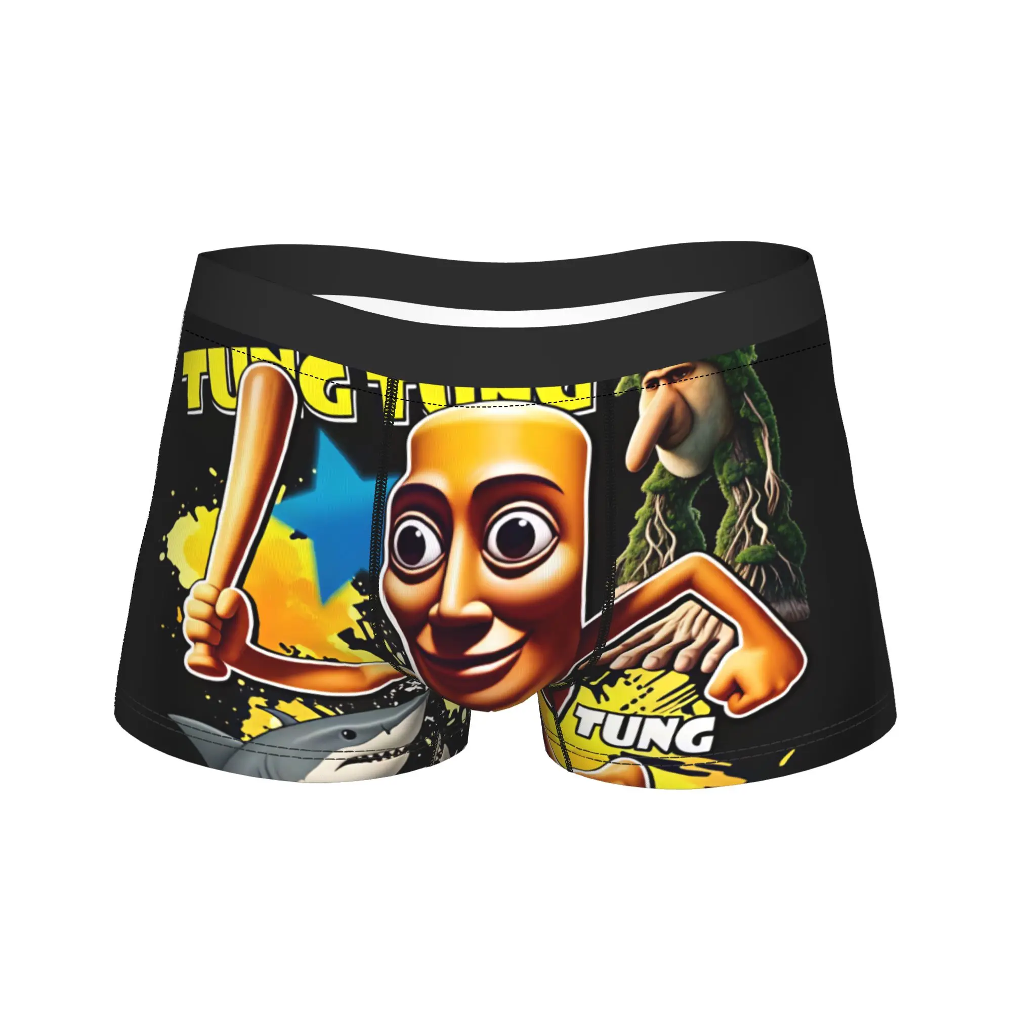 Tung Tung Sahur Splash Art Shark Boxer Shorts 3D Pouch Underwear Trenky Print Boxer Brief Comfortable Male Underpants Plus Size