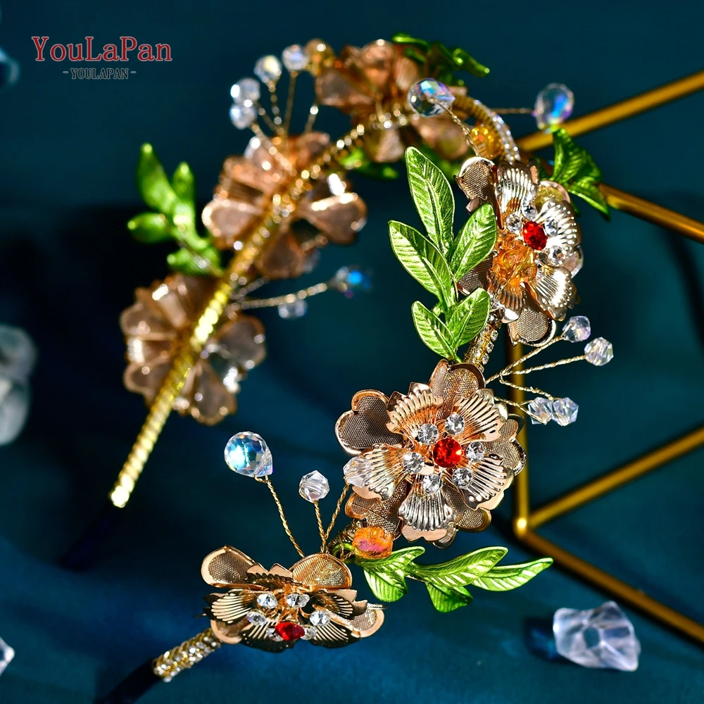 

TOPQUEEN Bridal Headband Alloy Flower Hair Hoop Woman Wedding Hair Accessories Rhinestone Hairband Bride Headpiece HP869