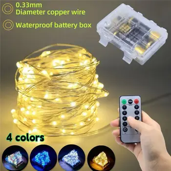 LED銅線ストリングライト,室内装飾ライト,フェアリーライト,防水,バッテリーボックス,ストリップライト,常夜灯