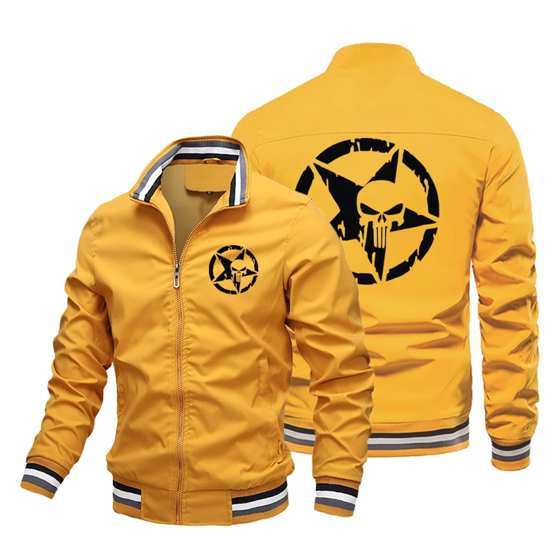 Chaqueta de moda para hombre, abrigo con estampado de punisher, cortavientos, ropa de exterior, informal, guapo, de calle, gran oferta