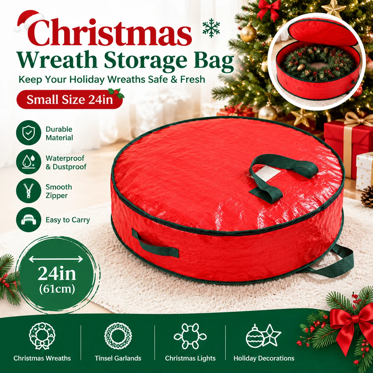 Colorful Christmas Tree Quilt Storage Bag Large Capacity Clothes Organizer Xmas Decor Pouch for Closet Underbed Holiday Home