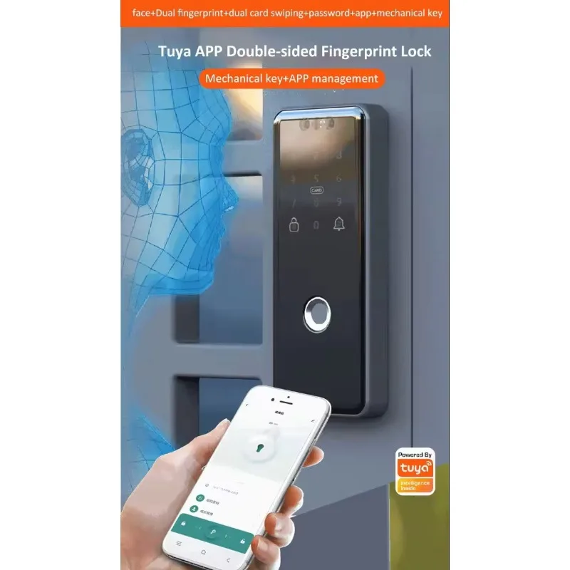 STLF 투야 앱 스마트 3D 얼굴 인식 지문 비밀번호 카드 결합 잠금장치 와이파이 홈 보안 도어락