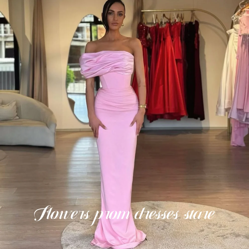 

Flowers One Shoulder Prom Dress Trumpet Sexy Party Dresses for Women Evening Dress with Pleats Formal Celebrity فساتين مناسبة