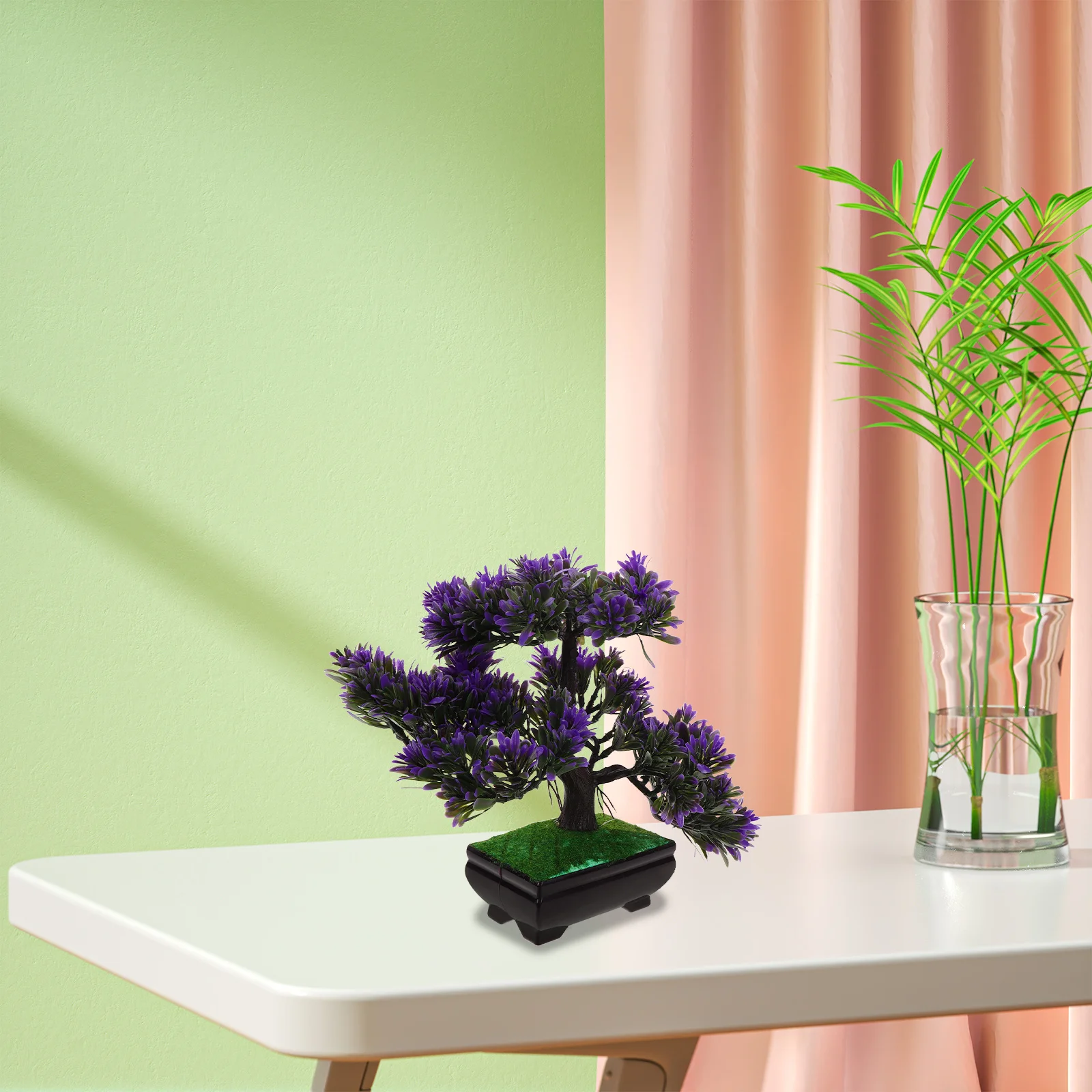 

Artificial Guest-Greeting Pine Bonsai Mini Tree Purple Eco-Friendly Non-Toxic Home Desk Decor Plant For Indoor