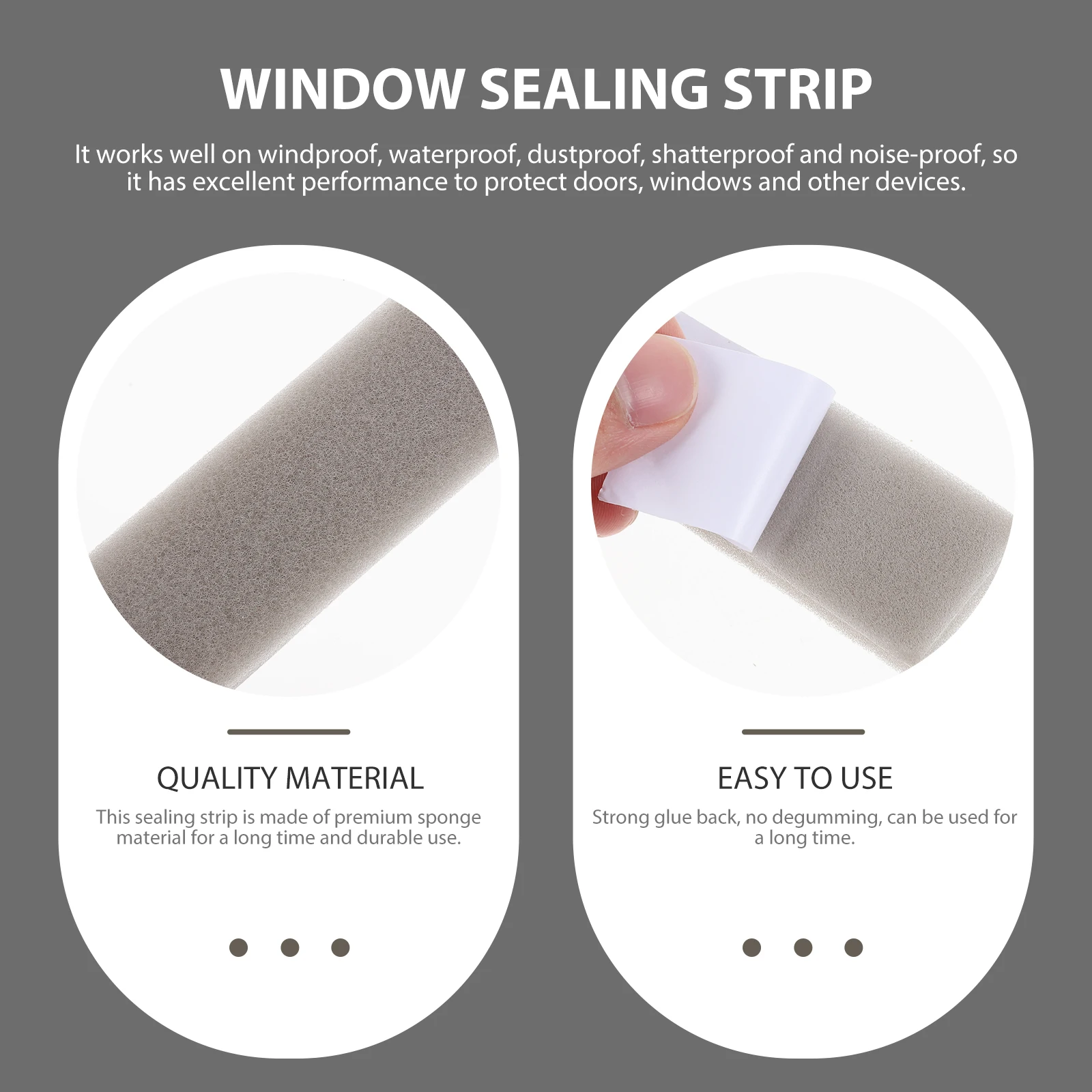 

1 Roll Door Frame Sealing Strip Premium Sponge Material Soundproof Windproof Self-Adhesive Tape For Window Glass Door Cabinet