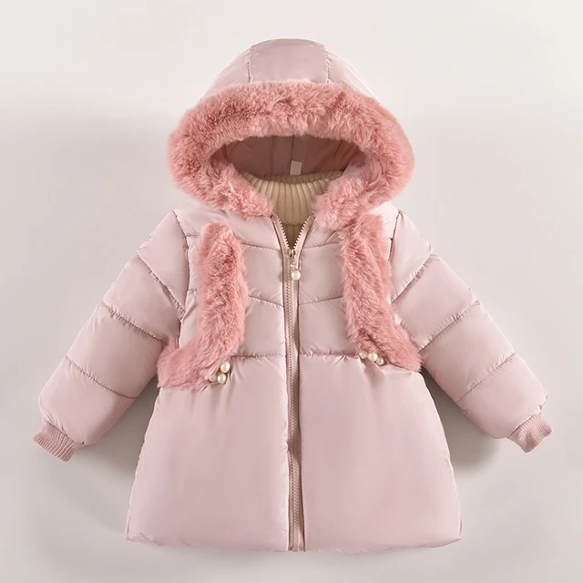 2 3 4 Years Winter Girls Jacket New Autumn Fur Collar Keep Warm Little Princess Coat Hooded Zipper Baby Outerwear Kids Clothes AliExpress