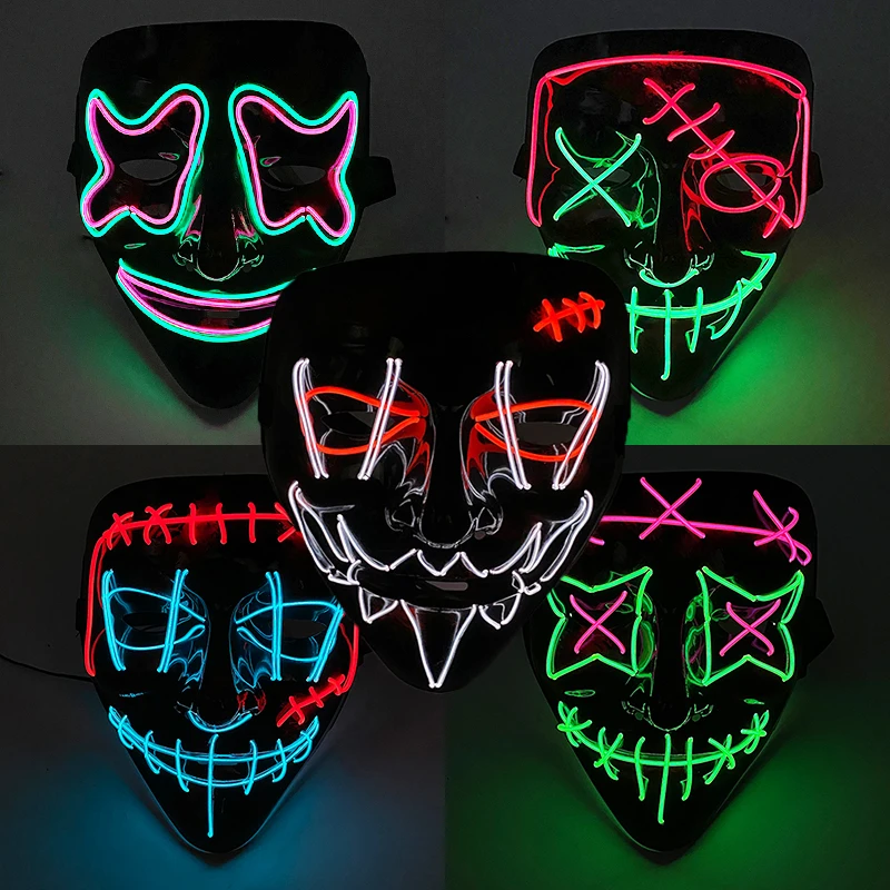 

Wireless LED V Mask Killer Mask Night Club Disco Dj Cosplay Halloween Costume Props Hip-hop Mask Glowing Hacker Vendetta Mask