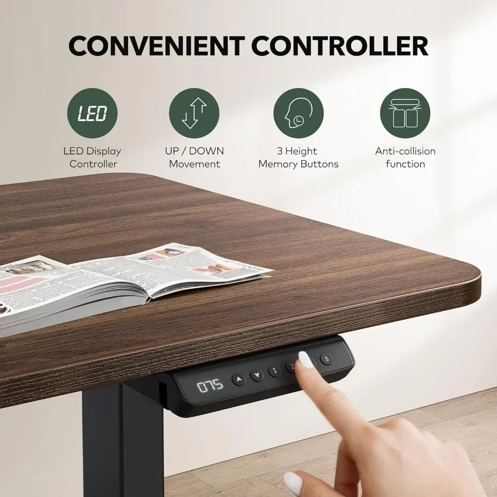 Computer Desk, 63 Inch Electric Vertical L-shaped Adjustable Height, Corner High Table, With Splicing Board Computer Desk