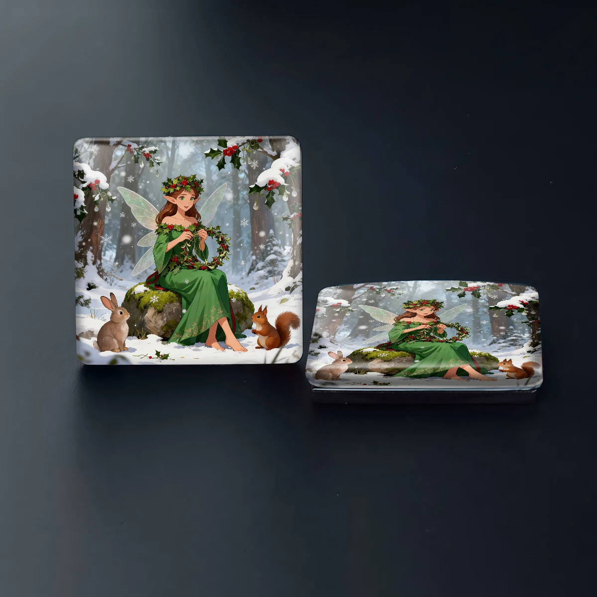 1PC 30MM Square Holly Fairy Design Glass Refrigerator StickerHolly Fairy Design Holly Fairy Home Decoration Birthday Gift