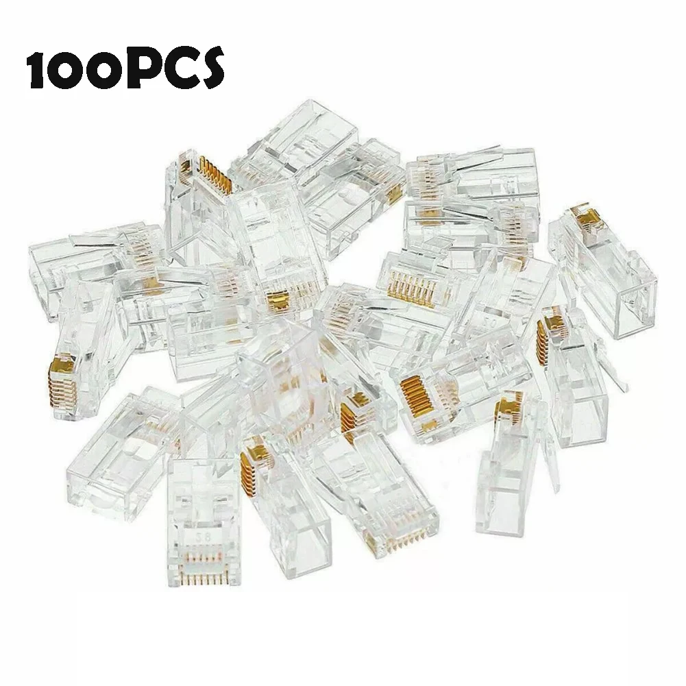 100pcs Plug Connector Reliable 8p8c Pass Through Network Cable End Easy-Install Cat6 Plug for Office Network