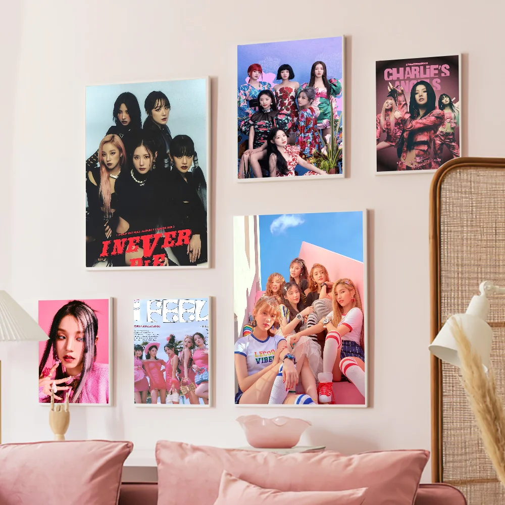 Girls Group G-Gidle Vintage Posters Sticky Vintage Room Home Bar Cafe Decor Kawaii Room Decor