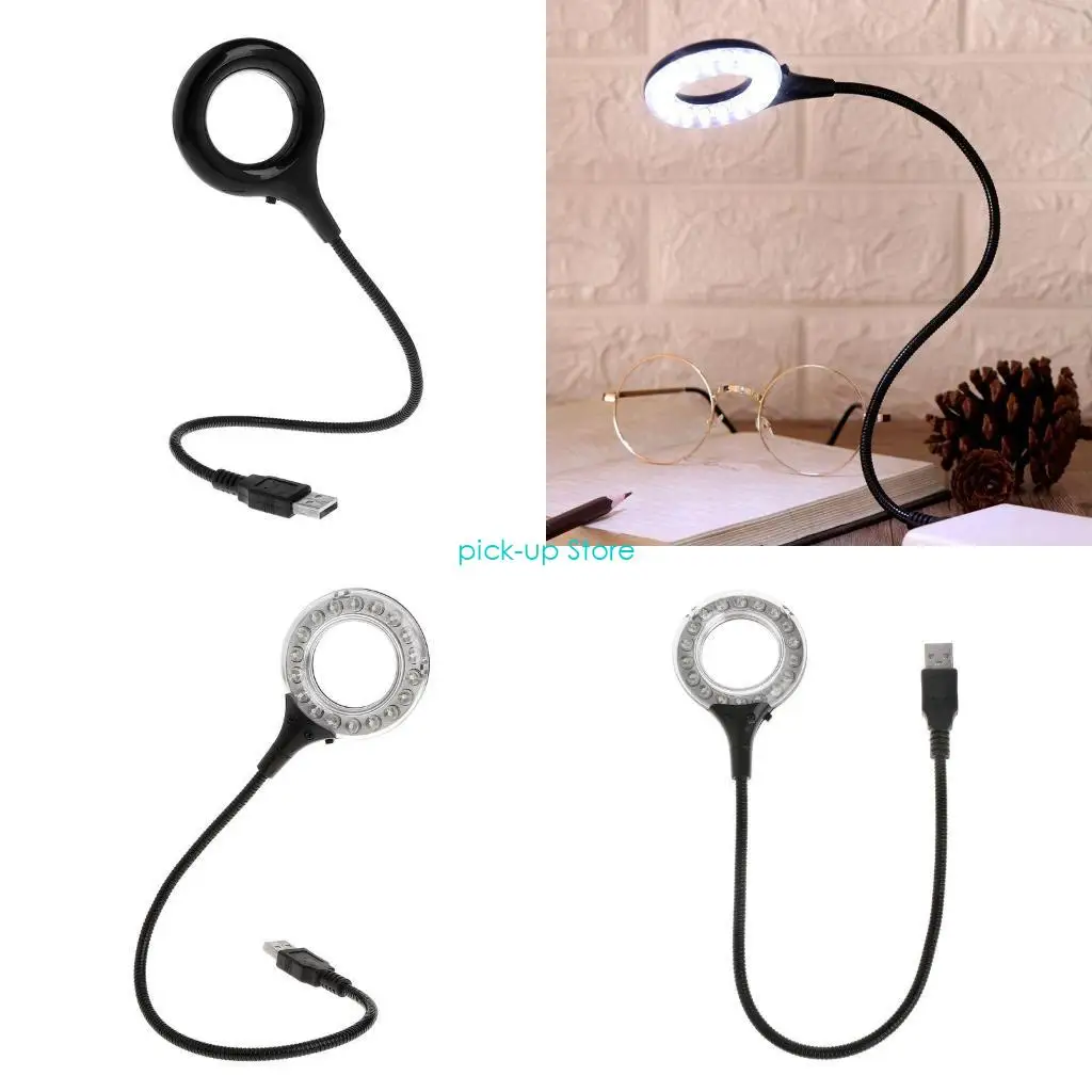 

Q5WA Ring LED Light USB Table Desk Lamp 5V Bright Bulb Flexible Gooseneck Adjustable