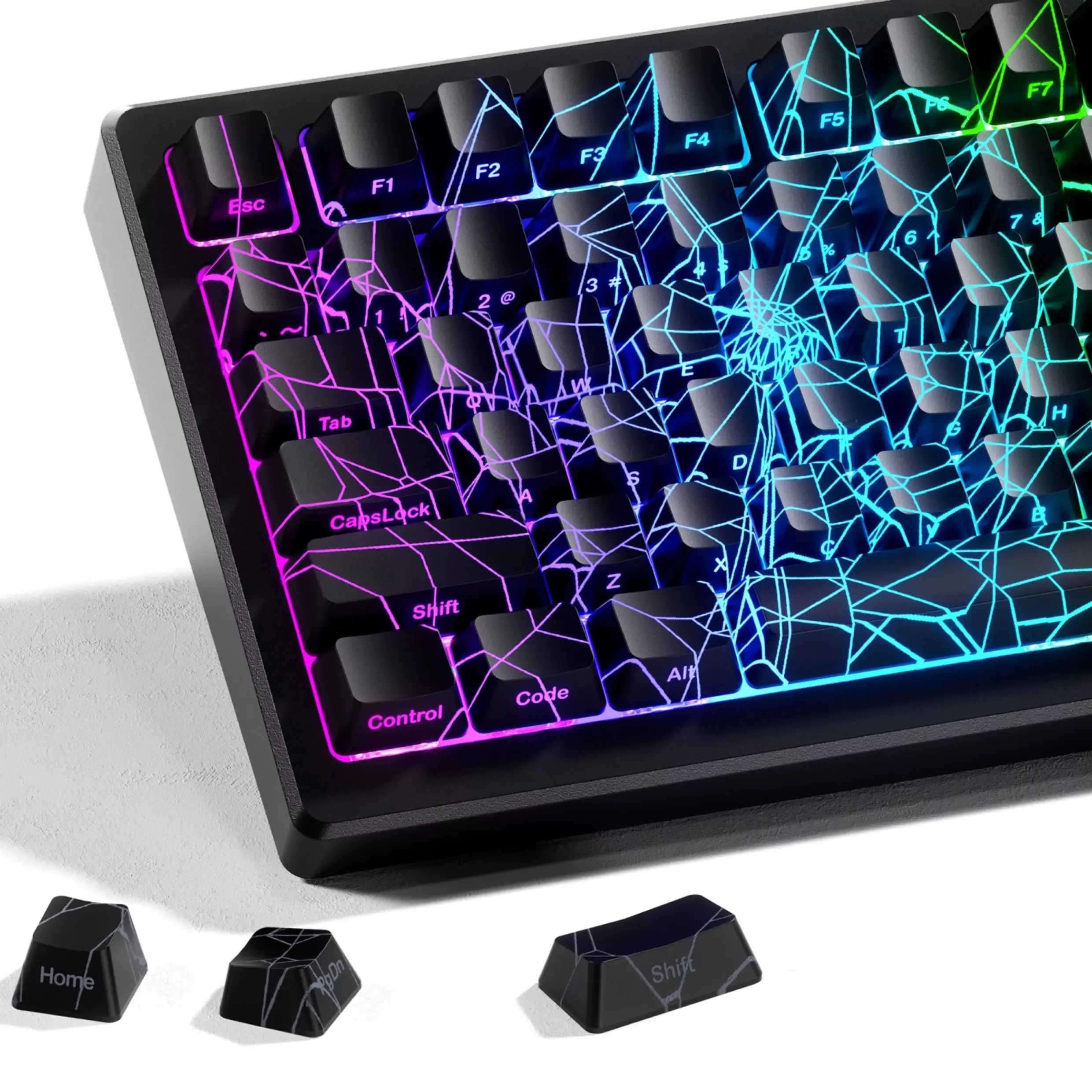 XVX black-transparent spider-web keycap with transparent light-emitting customized keyboard cap