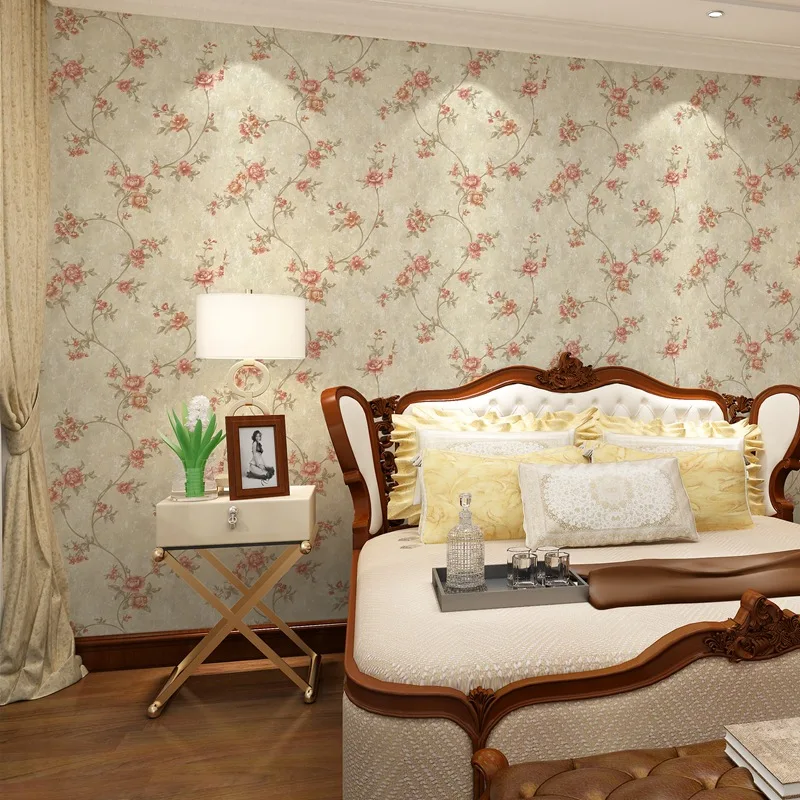 Papel De Parede Retro American Style Non Woven 3D Wallpaper Rural Big Flower Warm Living Room Tv Backdrop Wall Paper