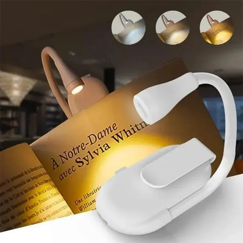 LED Book Light Rechargeable Reading Lights for Books in Bed Led Book Night Lamp 3 Color Stepless Brightness Clip on Reading Lamp