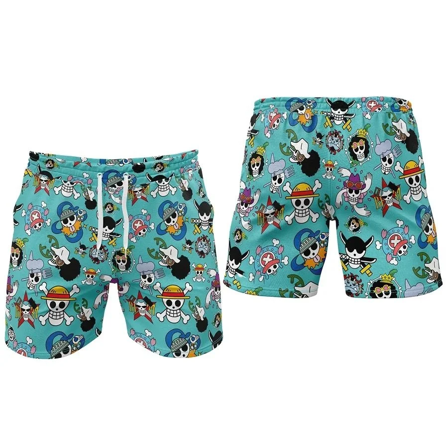 Bandai Strawhats Jolly Rogers One Piece Anime Short de sport pour adultes et enfants, short de bain léger et confortable à séchage rapide pour l'été