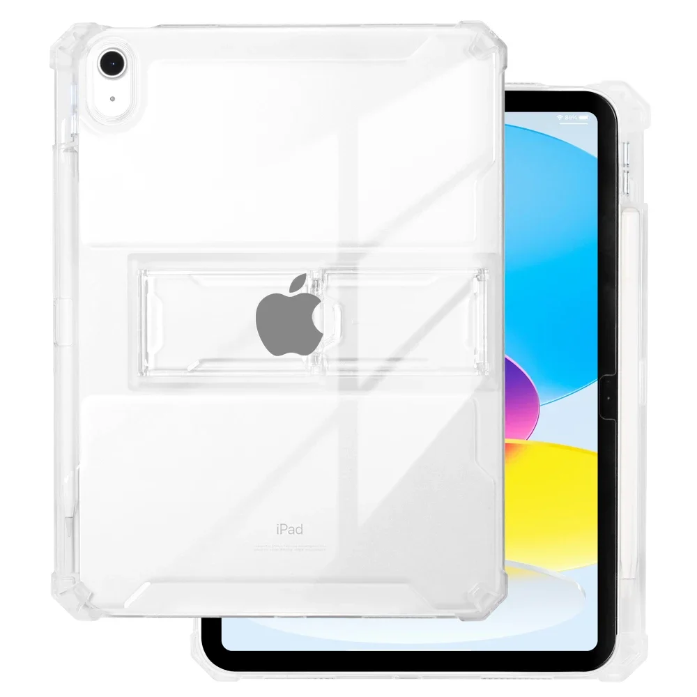 

For iPad Pro 11 10.5 Air 5 4 3 10.9 10.2 Inch 10th 9th 8th 7th Generation Mini 6 Plastic Kickstand Soft TPU Tablet Case Cover