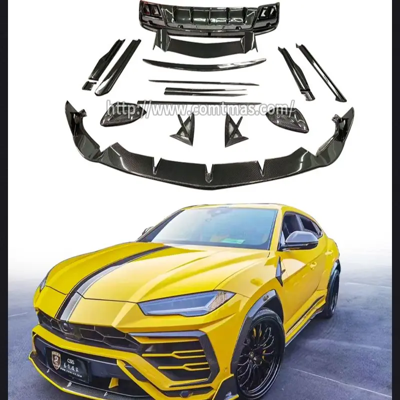 URUS Dry Carbon fiber Body Kit Front Lip Rear Bumper Side Skirts Fender Air Vent Tail Wing Trims case For Lamborghi Urus M style