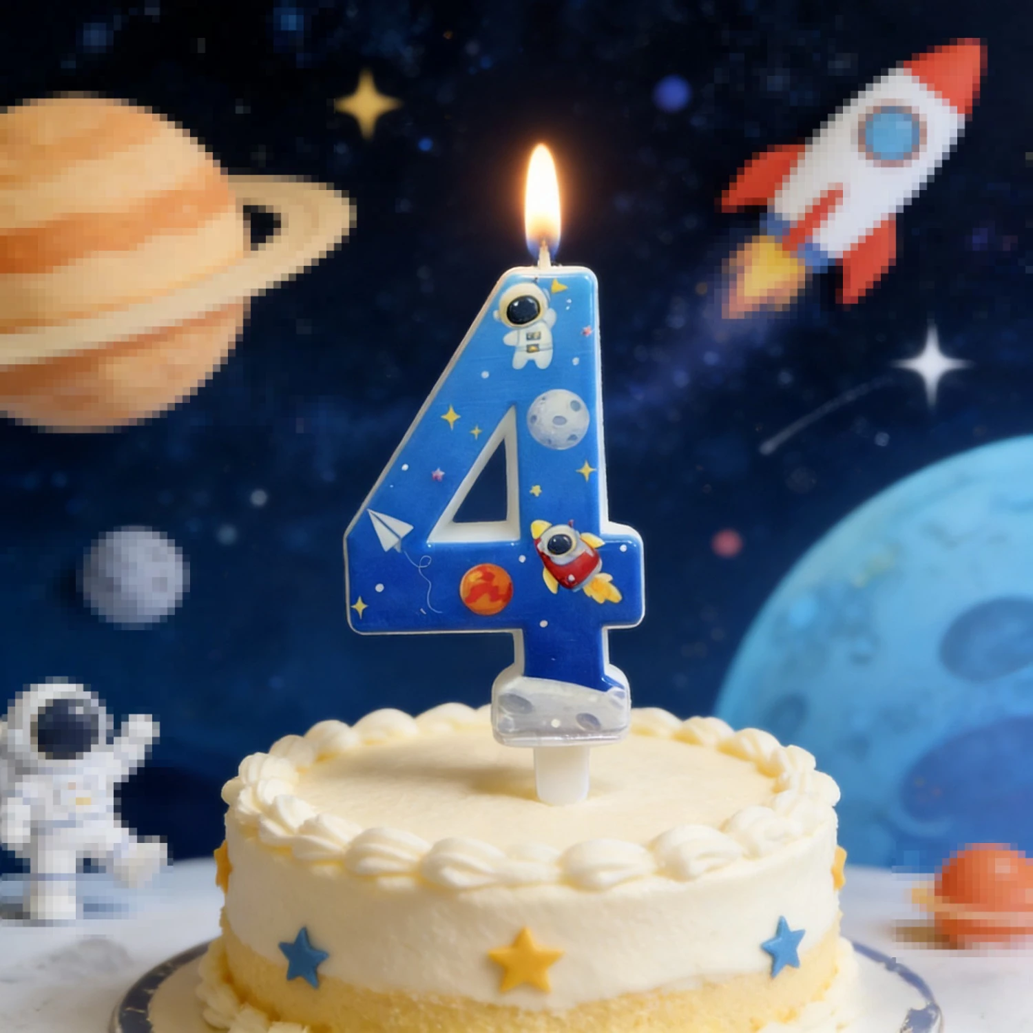 Space Astronaut Themed 0-9 Number Birthday Candles, Perfect for Space Game Birthday Parties & Cake Decorations